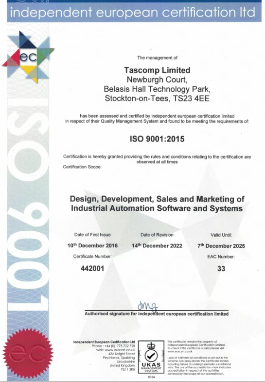 ISO9001 2015 Tascomp